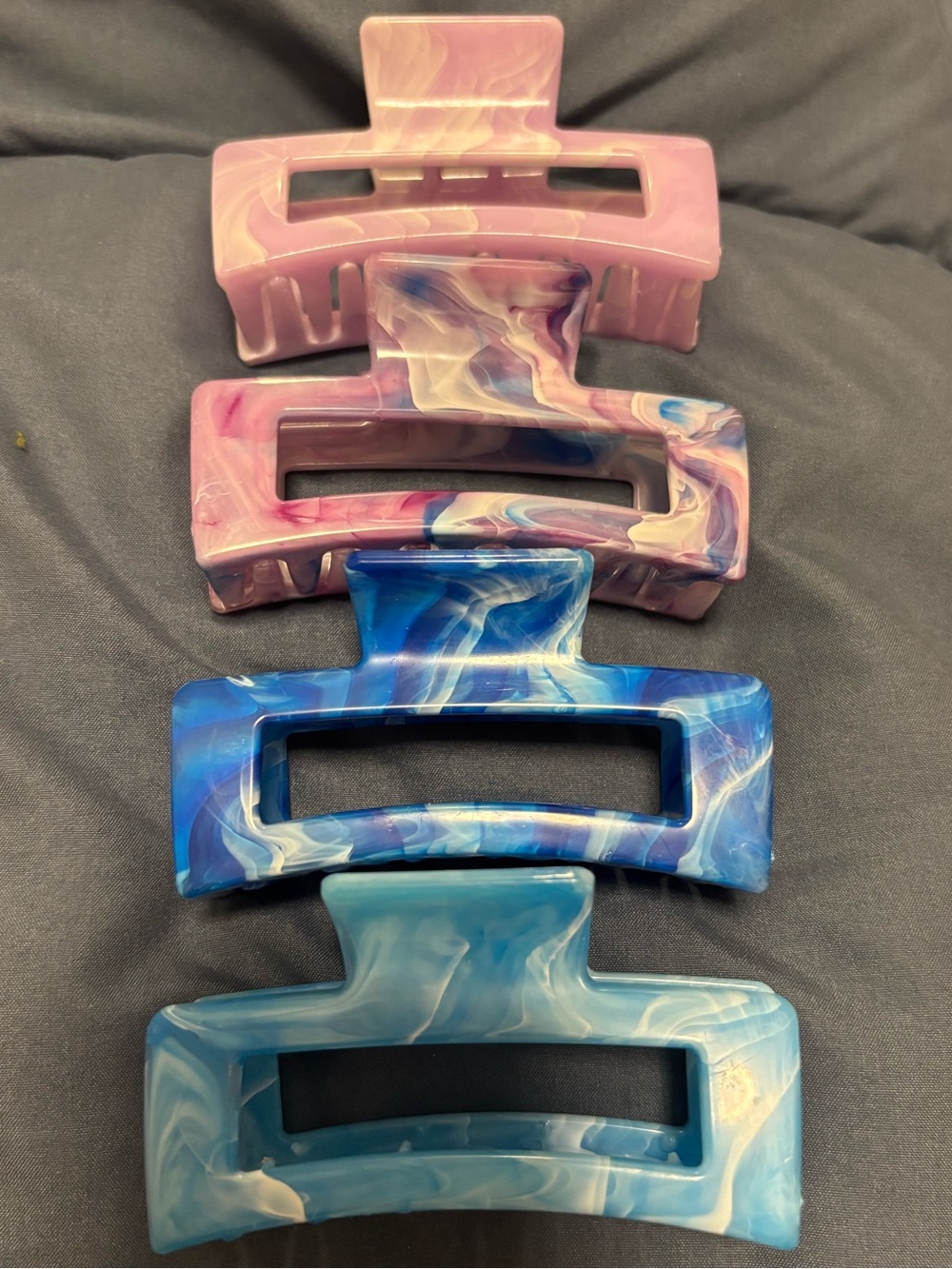 Marbled Resin Hair Claw Clip Set in Pink and Blue